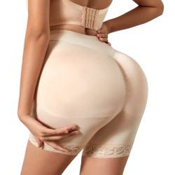 Frauen Butt Lifter Shapewear mit 3D Pads Bum Panties Spitze Kontrolle Unterhosen Fake Butt Enhancer Unterwäsche, Beige-Spitze gepolstert, 48 von Super Deerlet