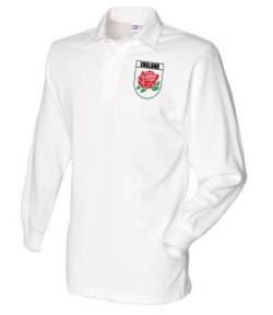 Super Lemon England-Poloshirt für Erwachsene, Rugby, exklusives Retro-/Vintage-Design, Unisex, langärmelig, weiß, 3XL von Super Lemon