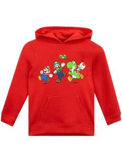 SUPER MARIO BROS Pullover Luigi, Yoshi, Toad Hoodie Für Jungs | Gaming Kapuzenpullover Für Jungen | Rot 140 von Super Mario Bros.
