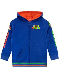 Super Mario Pullover Jungen | Luigi Zipper Hoodie | Kapuzenpullover für Kinder | Gaming Kaputzenpullis für Jungs Mehrfarbig 116 von Super Mario Bros.