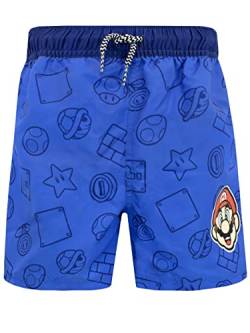 SUPER MARIO BROS Jungen Spielen Badehose Blau 104 von Super Mario