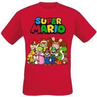 Super Mario - Gaming T-Shirt - Group Shot - S bis XXL - für Männer - Größe L - rot von Super Mario