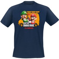 Super Mario - Gaming T-Shirt - Mario Brothers Plumbing - S bis XXL - für Männer - Größe M - blau von Super Mario