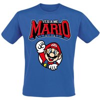 Super Mario - Gaming T-Shirt - Varsity - S bis XL - für Männer - Größe L - blau von Super Mario