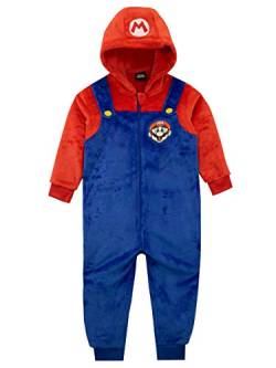 Super Mario Onesie | Schlafoverall Kinder | Fleece Jumpsuit | Schlafanzug Einteiler für Jungen Mehrfarbig 128 von Super Mario