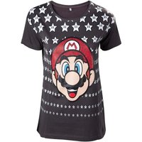 Super Mario Print-Shirt Super Mario Damen T-Shirt Stars dunkelgrau Erwachsene + Jugendliche von Super Mario
