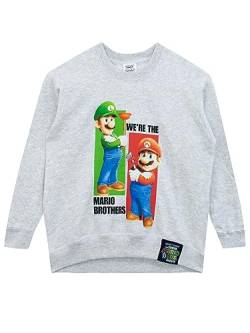 Super Mario Pullover | Gaming Sweatshirt Jungen | Kinder Sweatshirt | Grau 116 von Super Mario