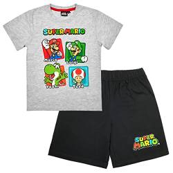 Super Mario Pyjama Kurzarm Schlafanzug (104, Grau) von Super Mario
