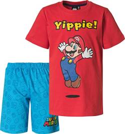 Super Mario Pyjama Kurzarm Schlafanzug (110, Rot) von Super Mario