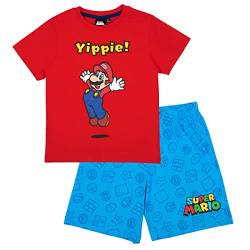 Super Mario Pyjama Kurzarm Schlafanzug (116, Rot) von Super Mario
