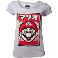 Super Mario T-Shirt SUPER MARIO Damen T-Shirt hellgrau Erwachsene + Mädchen Nintendo Gr. XS S M L XL von Super Mario
