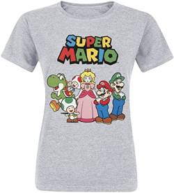 Super Mario Vintage Group Frauen T-Shirt grau meliert L 97% Baumwolle, 3% Polyester Gaming von Super Mario
