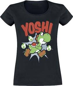 Super Mario Yoshi Frauen T-Shirt schwarz XL 100% Baumwolle Fan-Merch, Gaming, Yoshi von Super Mario