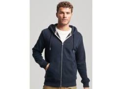 Kapuzensweatjacke SUPERDRY "ESSENTIAL LOGO ZIP HOODIE" Gr. M, blau (eclipse navy) Herren Sweatjacken von Superdry