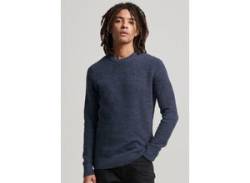 Strickpullover SUPERDRY "TEXTURED CREW KNIT JUMPER" Gr. S, blau (eclipse navy heather) Herren Pullover von Superdry