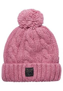 Superdry Damen Cable Beanie Hat, Vintage Smoke Rosa Tweed, One Size von Superdry