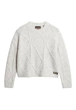 Superdry Damen Chunky Cable Knit Jumper Pullover, Grau (Ice Marl Grey), 42 von Superdry