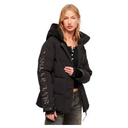 Superdry Damen City Padded Hooded Wind Parka Jacke, Schwarz, 36 von Superdry