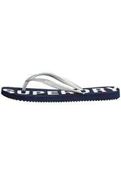 Superdry Damen Code Essential FLIP Flop Flipflop, Deep Navy/Metallic Silver, Small EU von Superdry