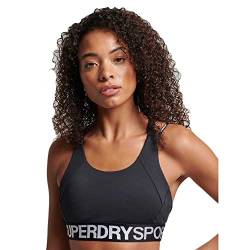 Superdry Damen Elastischer Train BH mit Logo Schwarz 38 von Superdry