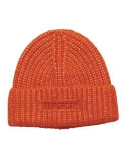 Superdry Damen Essential Beaniemütze mit Rippmuster Flammenorange 1SIZE von Superdry