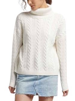 Superdry Damen Geflochtener Pullover aus Jersey T-Shirt, Winterweiß, 36 von Superdry