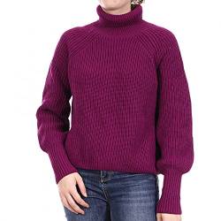 Superdry Damen Gerippter Amy Rollkragenpullover Helles Fuchsia 36 von Superdry