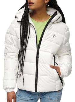 Superdry Damen Hooded Spirit Sports Puffer Jacke, Optic, 40 von Superdry