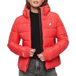 Superdry Damen Hooded Spirit Sports Puffer Jacke, Pink (Active Pink), 36 von Superdry