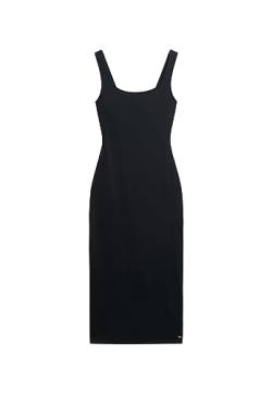 Superdry Damen Jersey-Midikleid mit eckigem Ausschnitt Schwarz 36 von Superdry