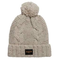 Superdry Damen Kabelknit Beanie Hat Baseballkappe, Beige (Oaty Beige Fleck), One Size von Superdry