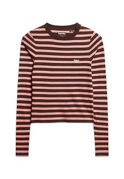 Superdry Damen Langärmeliges Oberteil Hemd, Braun (Dark Chocolate Brown Stripe), 36 von Superdry