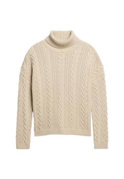 Superdry Damen Rollkragenpullover mit Zopfmuster und überschnittenen Schultern Mittelkaramell Twist 38 von Superdry