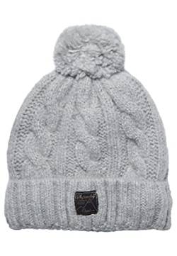 Superdry Damen Tweed Cable Beanie Hat, Light Grau Marl, One Size von Superdry