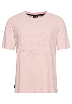 Superdry Damen Vintage Logo Emboss Tee Hemd, Pastel Pink Snowy, 44 von Superdry
