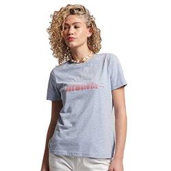 Superdry Damen Vintage Nostalgia T-Shirt Rodeo-Drive-Blau Meliert 40 von Superdry