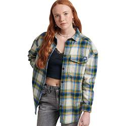 Superdry Damen Vintage Overshirt Kapuzenpullover, Friars Green Check, 34 von Superdry