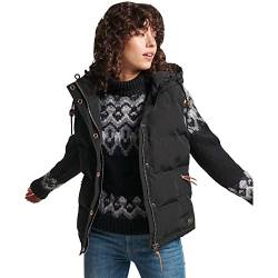 Superdry Damen Weste mit Kapuze Coat, schwarz, 36 von Superdry