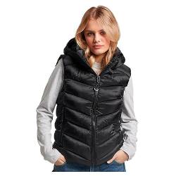 Superdry Damen Weste mit Kapuze Jacke, schwarz, 34 von Superdry