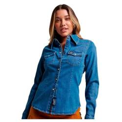 Superdry Damen Western Jeanshemd Arizona Blau 36 von Superdry