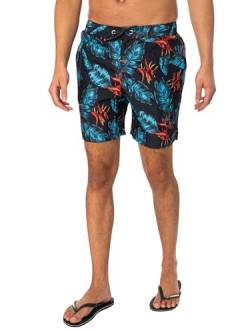 Superdry Herren 17" Badeshorts aus recyceltem Material mit Hawaii-Print Dunkel Marineblau Feuer L von Superdry