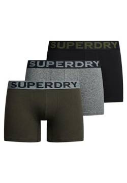 Superdry Herren Boxer Triple Pack Boxershorts, Asphalt Grit/Winter Kahki Grit/Black, von Superdry