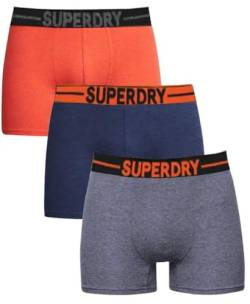 Superdry Herren Boxer Triple Pack Boxershorts, Drk Idgo Bl MRL/Bt Orge MRL/Fstd NVY GRT, von Superdry