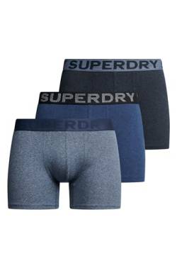 Superdry Herren Boxer Triple Pack Boxershorts, Frosted Navy grit/Dark Indigo Marl/Navy, von Superdry
