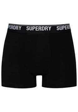 Superdry Herren Boxershorts aus Bio-Baumwolle im 3er-Pack Schwarz/Olivgrün/Grau Meliert L von Superdry