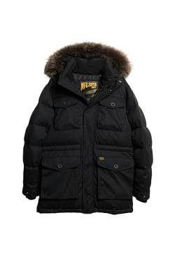 Superdry Herren Chinook Faux FUR Parka A4 – gepolstert, Noir, XXXL von Superdry