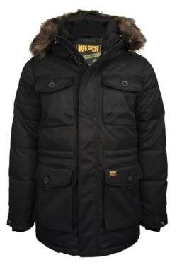 Superdry Herren Chinook Faux Pelz Parka Jacke, Schwarz, M von Superdry