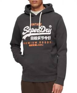 Superdry Herren Classic VL Heritage Hoodie Kapuzenpullover, Schwarz gewaschen, M von Superdry