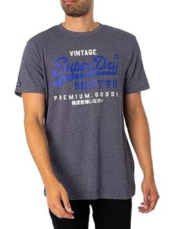 Superdry Herren Classic Vl Heritage T-Shirt, Blau (Midnight Blue Grit), M von Superdry