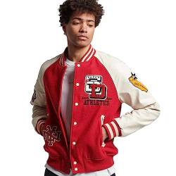 Superdry Herren College Varsity Patched Bomber Jacke, Rot, Large von Superdry